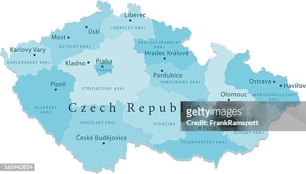 illustrazioni stock, clip art, cartoni animati e icone di tendenza di repubblica ceca mappa vettoriale regioni isolato - repubblica ceca