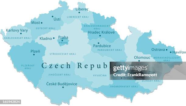 ilustrações de stock, clip art, desenhos animados e ícones de república checa vetor mapa de regiões isoladas - czech republic