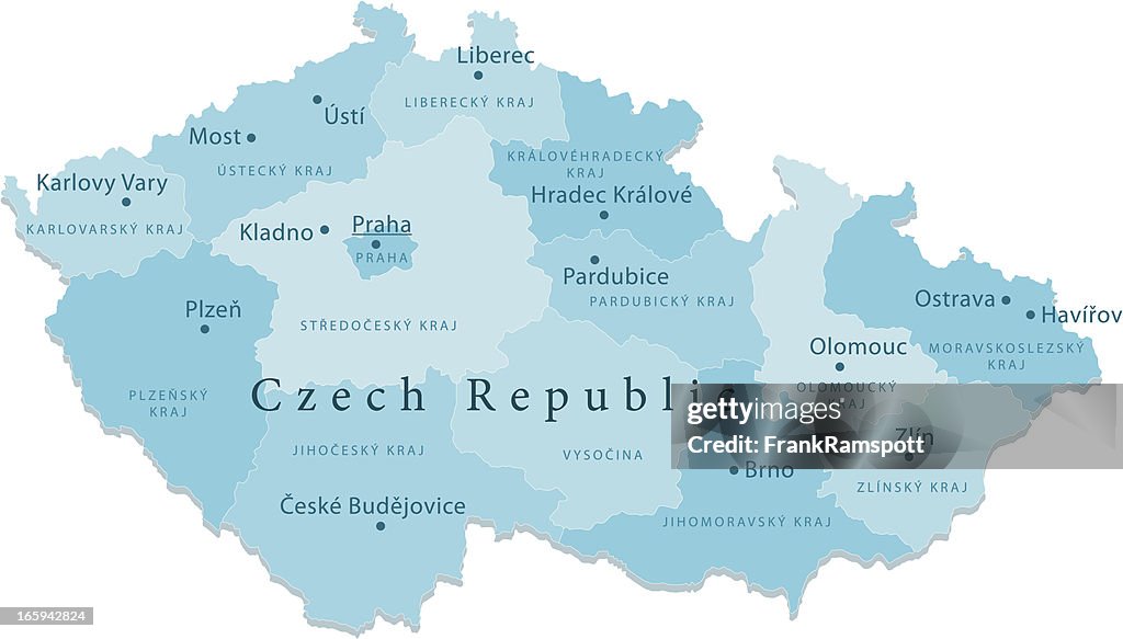 Czech Republic Vector Map Regions Isolated