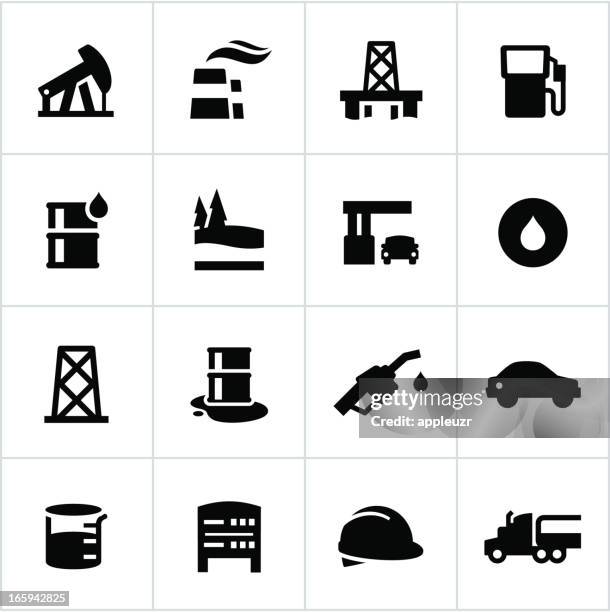 black erdöl-industrie symbole - ölpest stock-grafiken, -clipart, -cartoons und -symbole