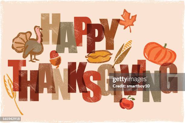 happy thanksgiving message illustration - thanksgiving stock illustrations