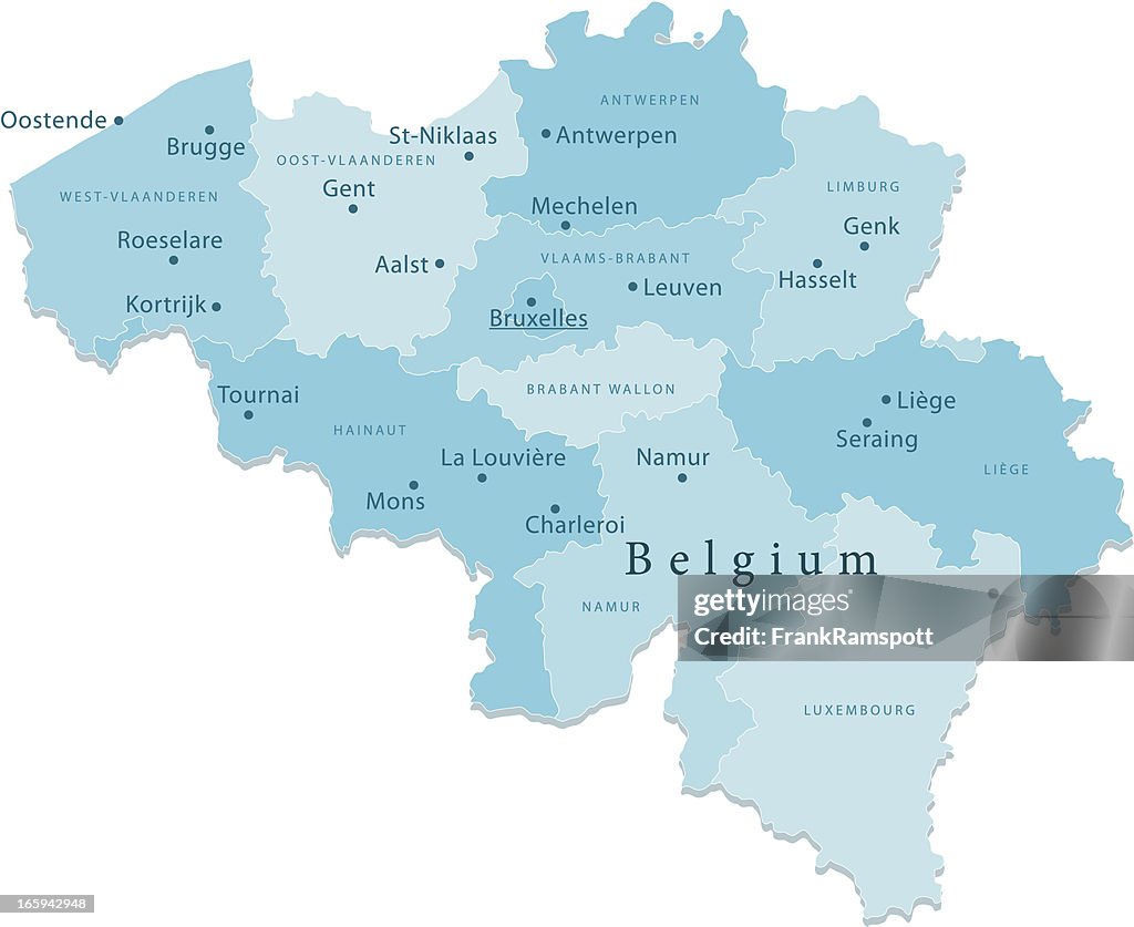 Belgium Vector Map Regions Isolated