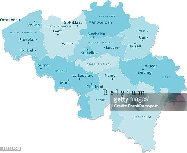 belgium vector map regions isolated - east flanders stock illustrations