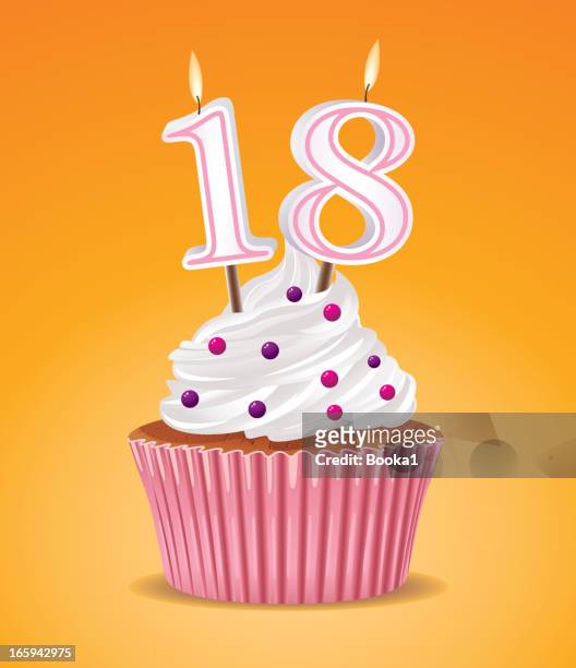 birthday cupcake - number 18 stock illustrations