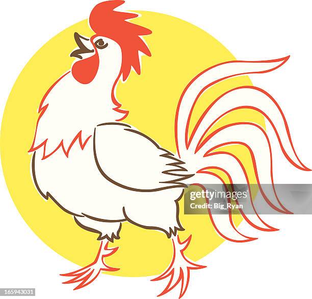 vintage rooster - cartoon chickens stock illustrations