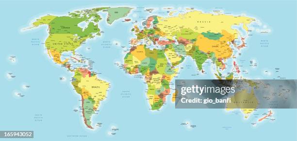 illustrations, cliparts, dessins animés et icônes de haut détail carte du monde - map monde