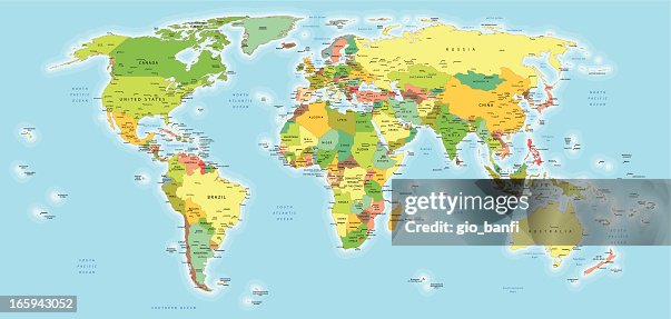 Super Detailed Map Very High Detail World Map High-Res Vector Graphic - Getty Images