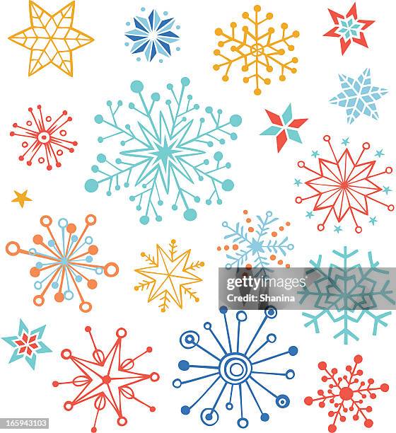 bildbanksillustrationer, clip art samt tecknat material och ikoner med snowflakes - funky