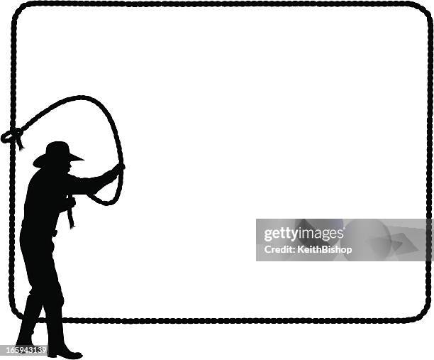 cowboy lasso frame background - roping - lariat stock illustrations