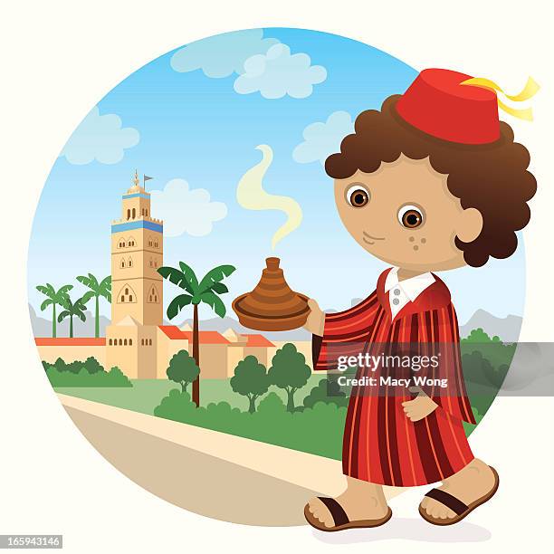 morroccan boy - moroccan food stock illustrations