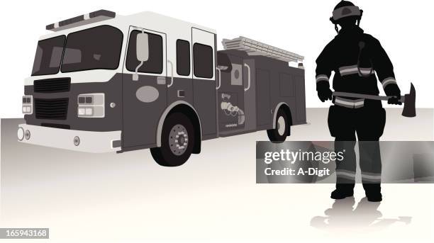 ilustrações de stock, clip art, desenhos animados e ícones de fireman'naxe - bombeiro