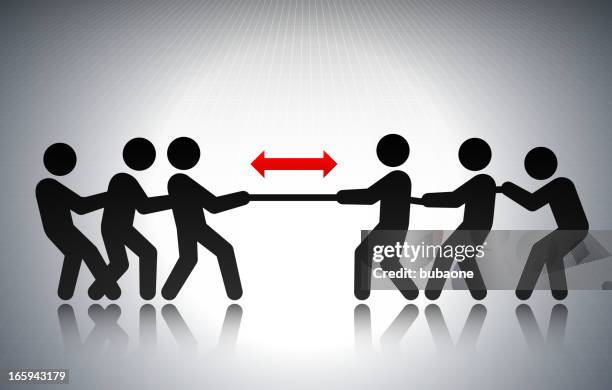 tug of war business concept stick figures - tug of war stock illustrations