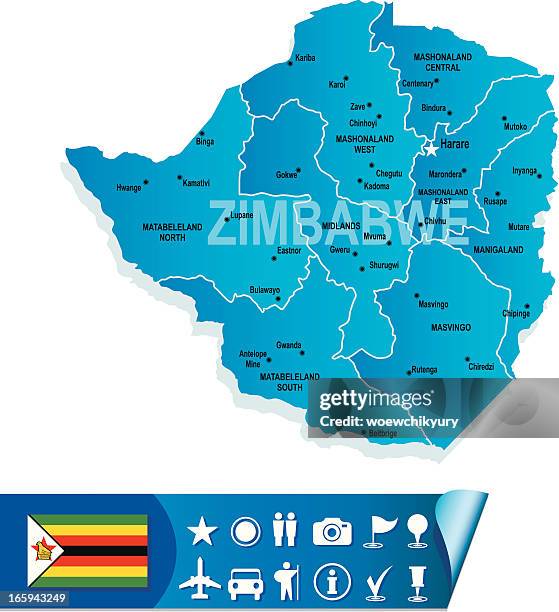 stockillustraties, clipart, cartoons en iconen met zimbabwe map - zimbabwe