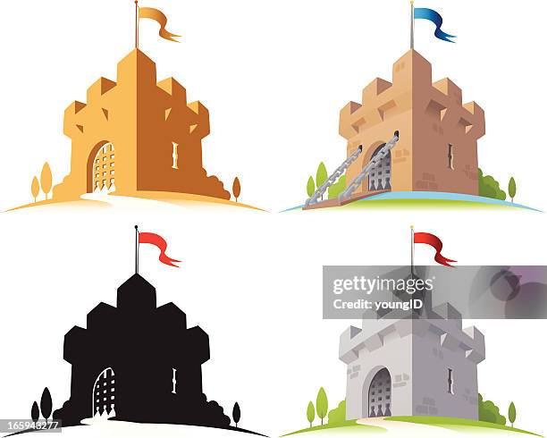 ilustraciones, imágenes clip art, dibujos animados e iconos de stock de castillo - medieval
