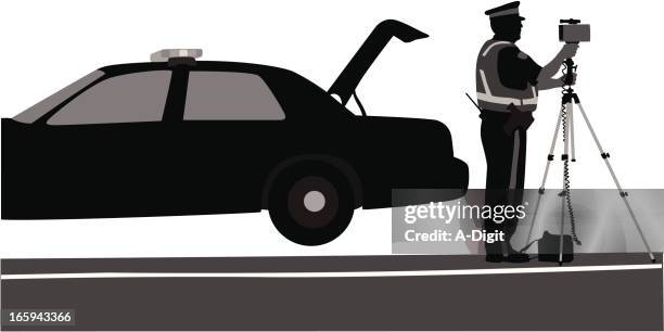 good cop bad cop vector silhouette - person directing traffic stock illustrations