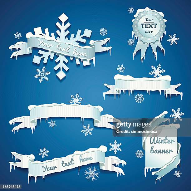 stockillustraties, clipart, cartoons en iconen met snow/winter banners - ijspegel