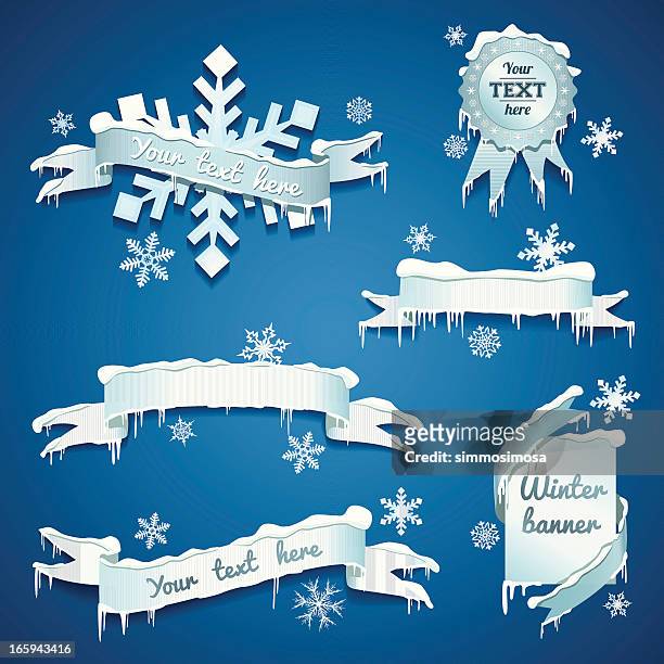 snow/winter banners - icicles stock illustrations
