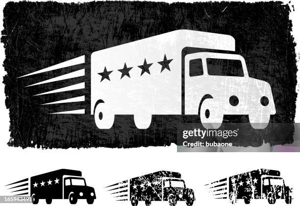 delivery truck with star ratings royalty free vector background - rusty car stock illustrations