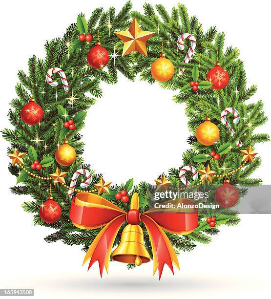 christmas wreath - candy cane circle stock illustrations