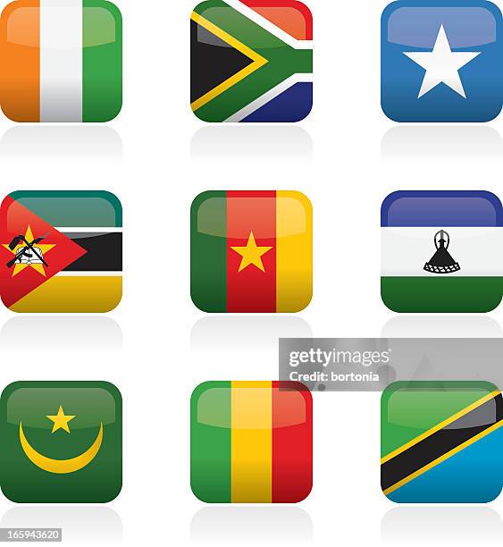 ilustraciones, imágenes clip art, dibujos animados e iconos de stock de botones de bandera de africano - mauritania flag