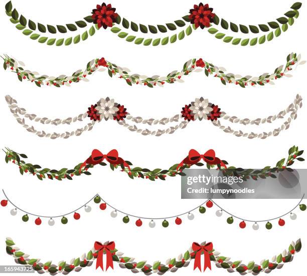 ilustraciones, imágenes clip art, dibujos animados e iconos de stock de garlands navidad clásica - garland