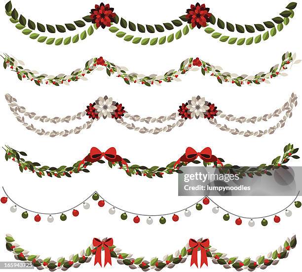 classic christmas garlands - garland decoration stock illustrations
