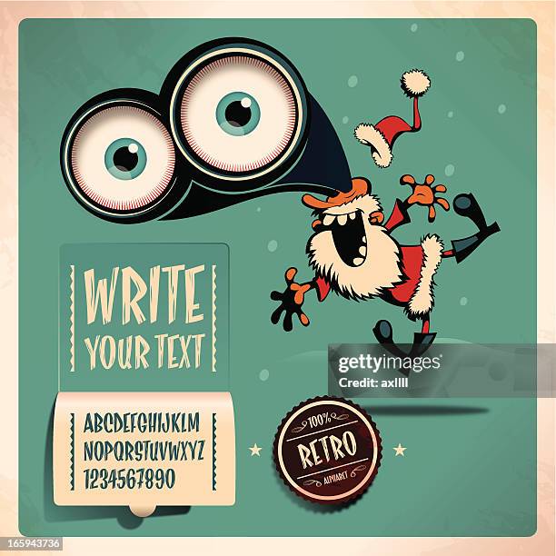 stockillustraties, clipart, cartoons en iconen met santa retro alphabet - dirty santa