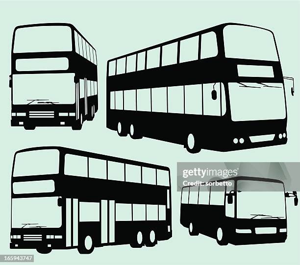 tour bus and double decker - double decker bus stock illustrations