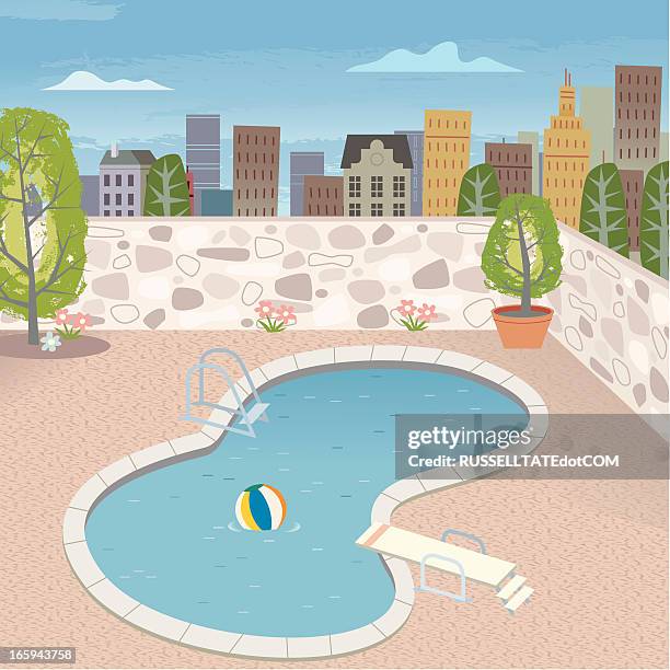 ilustraciones, imágenes clip art, dibujos animados e iconos de stock de la piscina - private com