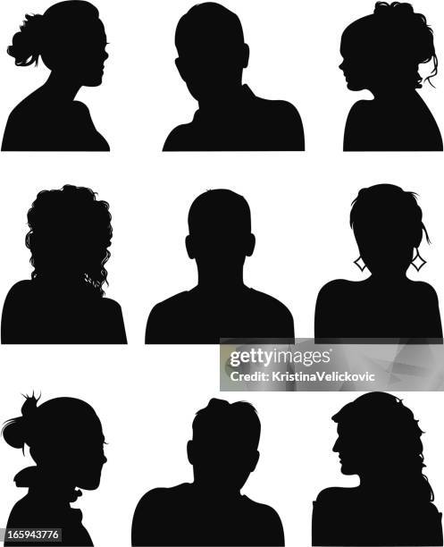 people icons - human face silhouette stock illustrations