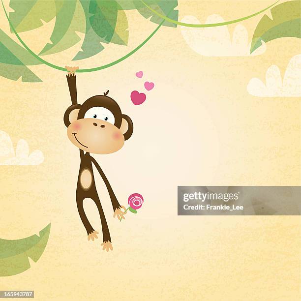 monkey valentine - valentine monkey stock-grafiken, -clipart, -cartoons und -symbole