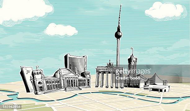 ilustrações, clipart, desenhos animados e ícones de de berlim - television tower berlin