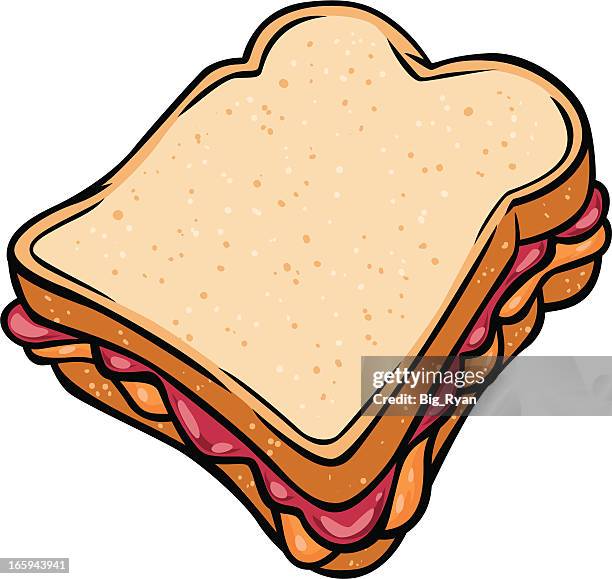 peanut butter jelly sandwich - peanut butter and jelly sandwich stock illustrations