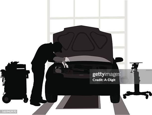 repairshop - autowerkstatt gegenlicht stock-grafiken, -clipart, -cartoons und -symbole