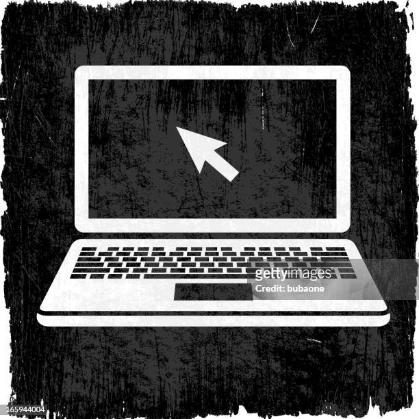 laptop on royalty free vector background with cursor - laptop netbook stock illustrations
