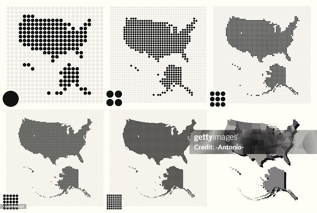 Black and white maps of The United States