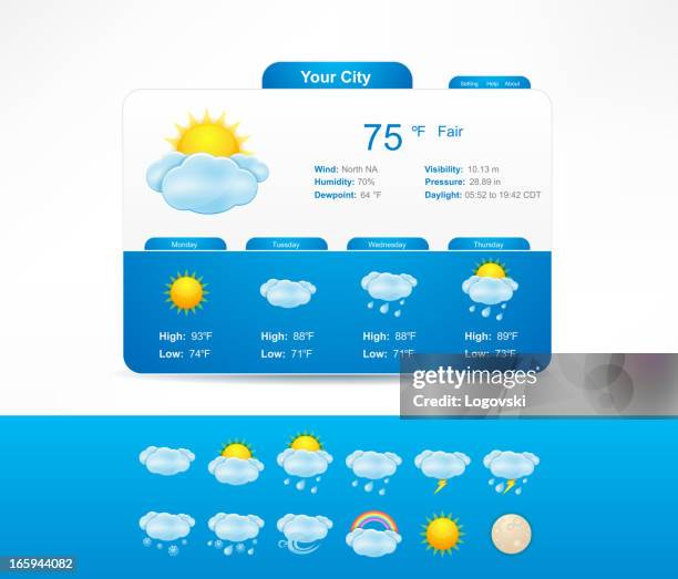 weather interface - weather forecast stock illustrations