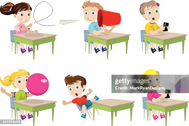 stockillustraties, clipart, cartoons en iconen met distracted school kids - onwetendheid