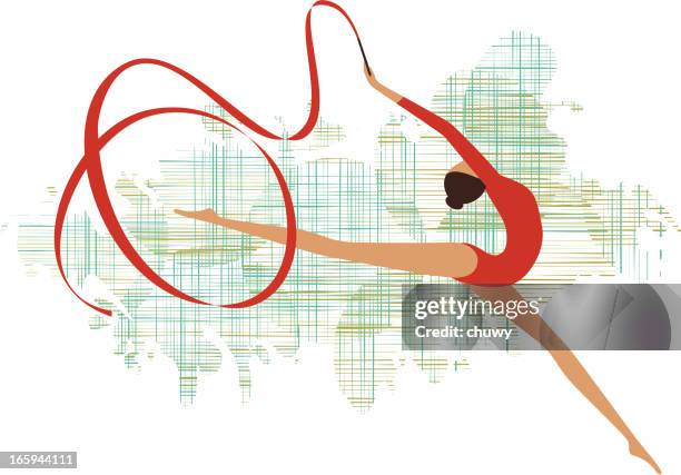 stockillustraties, clipart, cartoons en iconen met rhythmic gymnastics - ritmische-gymnastiek