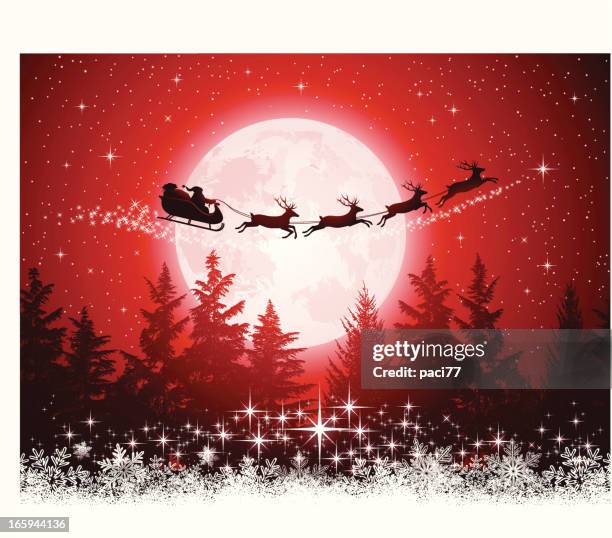 illustrations, cliparts, dessins animés et icônes de père noël et son traîneau - renne
