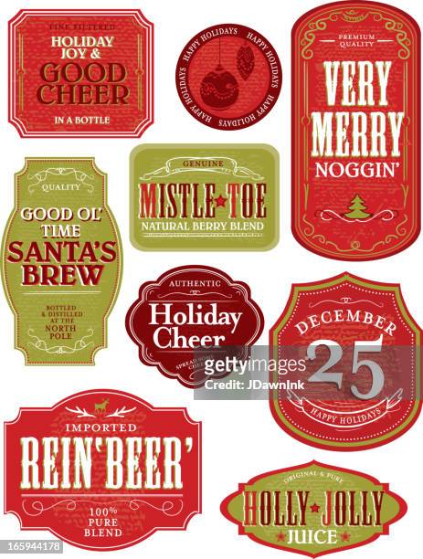 ilustraciones, imágenes clip art, dibujos animados e iconos de stock de conjunto de divertidos vacaciones o navidad ofrece etiquetas - beer transparent background