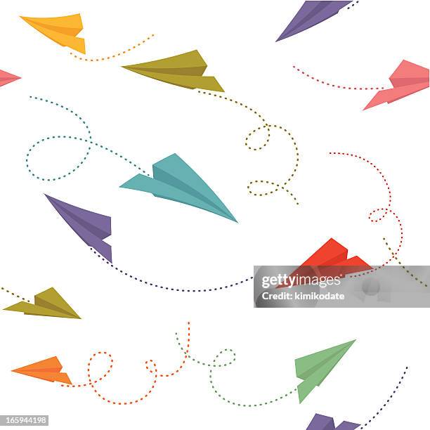 paper planes seamless pattern - paper aeroplane stock illustrations