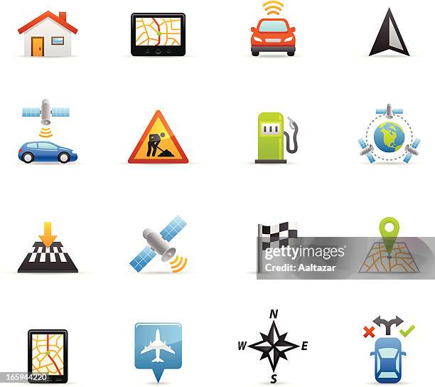 ilustraciones, imágenes clip art, dibujos animados e iconos de stock de color de los iconos de navegación y gps - checkered flag