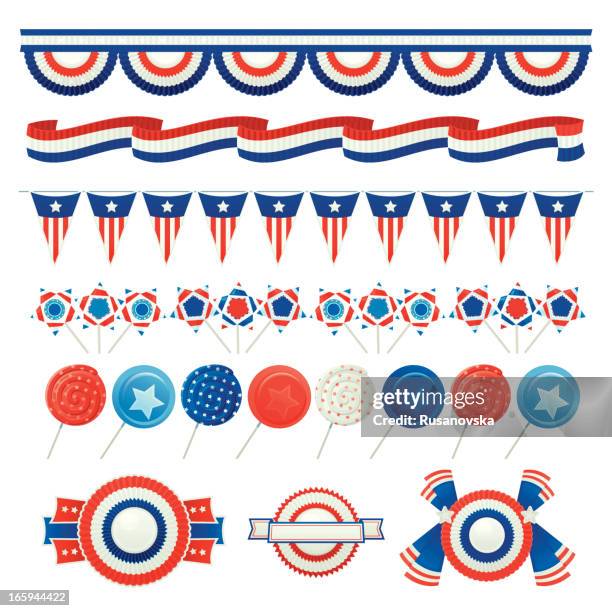 patriotic usa or 4th of july elements like lollipops - bunting stock illustrations