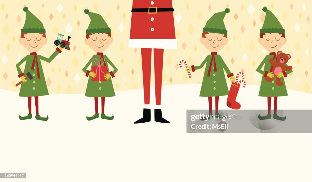 Santa with elves