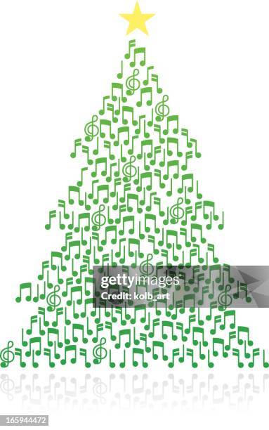 ilustraciones, imágenes clip art, dibujos animados e iconos de stock de nota musical árbol de navidad - christmas music