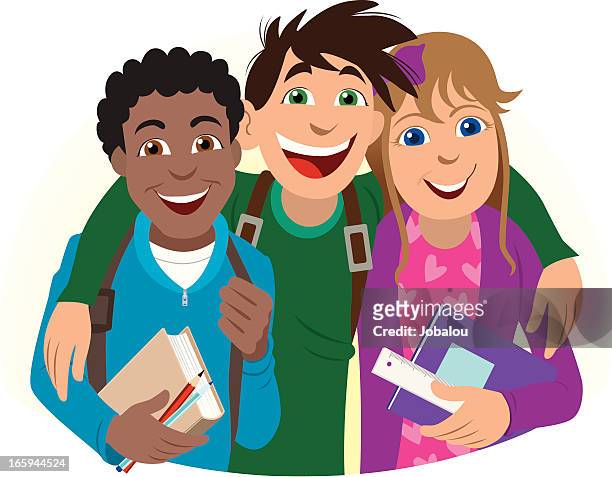 Three Friends At School High-Res Vector Graphic - Getty Images