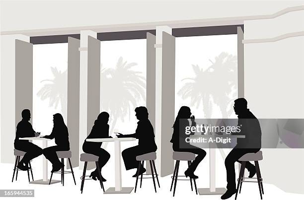 coffeetime vector silhouette - cafe table stock illustrations