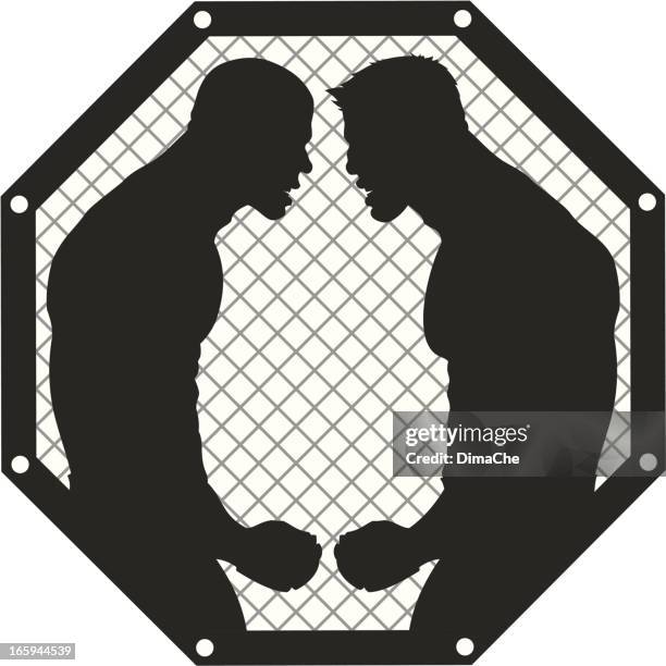 fighters silhouettes - jiu-jitsu stock illustrations