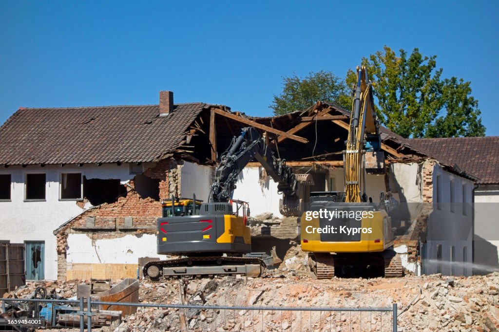 Destruction Of Ancient German Home By Machinery